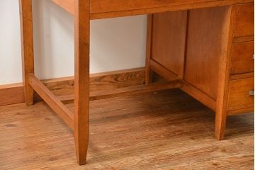 レトロ家具　昭和レトロ 古い木のアンティーク片袖机(テーブル、デスク、在宅ワーク、在宅用)