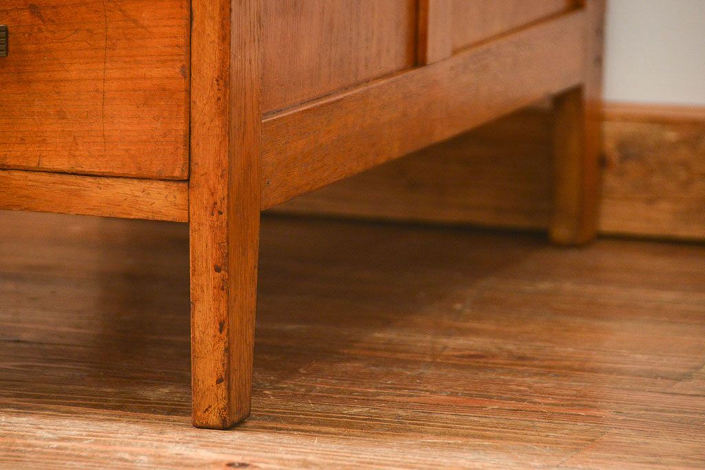 レトロ家具　昭和レトロ 古い木のアンティーク片袖机(テーブル、デスク、在宅ワーク、在宅用)