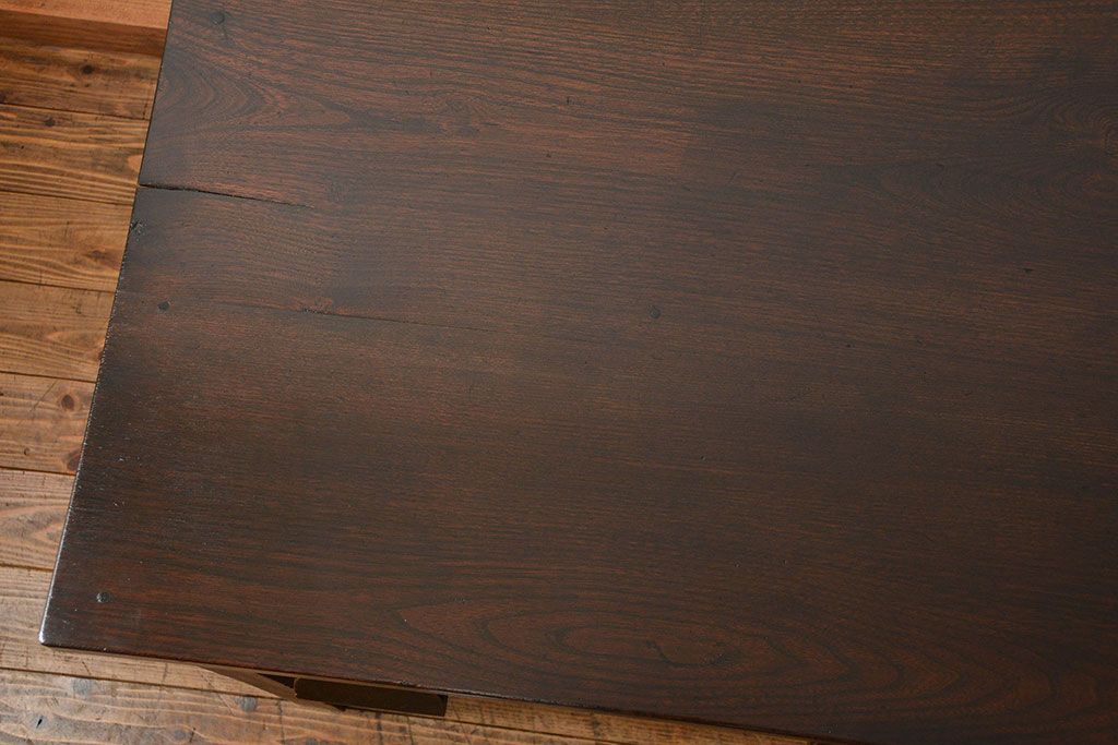 アンティーク家具　アンティーク 古いナラ材の重厚な片袖机(テーブル、デスク、在宅ワーク、在宅用、作業台)