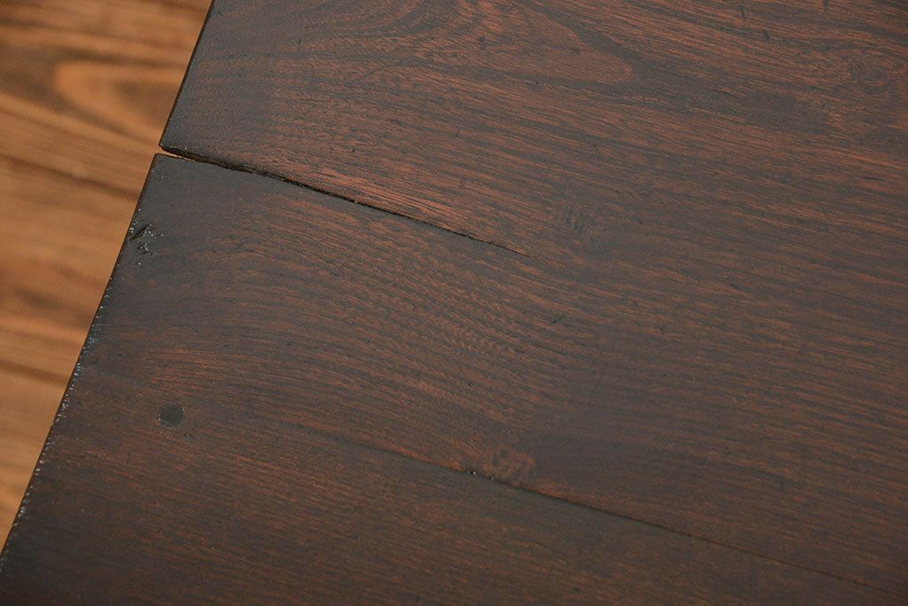 アンティーク家具　アンティーク 古いナラ材の重厚な片袖机(テーブル、デスク、在宅ワーク、在宅用、作業台)