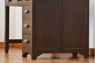 アンティーク家具　アンティーク 古いナラ材の重厚な片袖机(テーブル、デスク、在宅ワーク、在宅用、作業台)