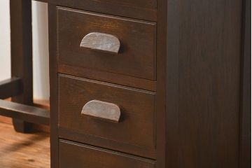 アンティーク家具　アンティーク 古いナラ材の重厚な片袖机(テーブル、デスク、在宅ワーク、在宅用、作業台)