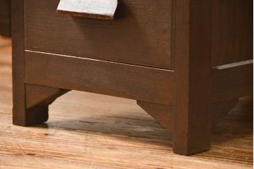 アンティーク家具　アンティーク 古いナラ材の重厚な片袖机(テーブル、デスク、在宅ワーク、在宅用、作業台)