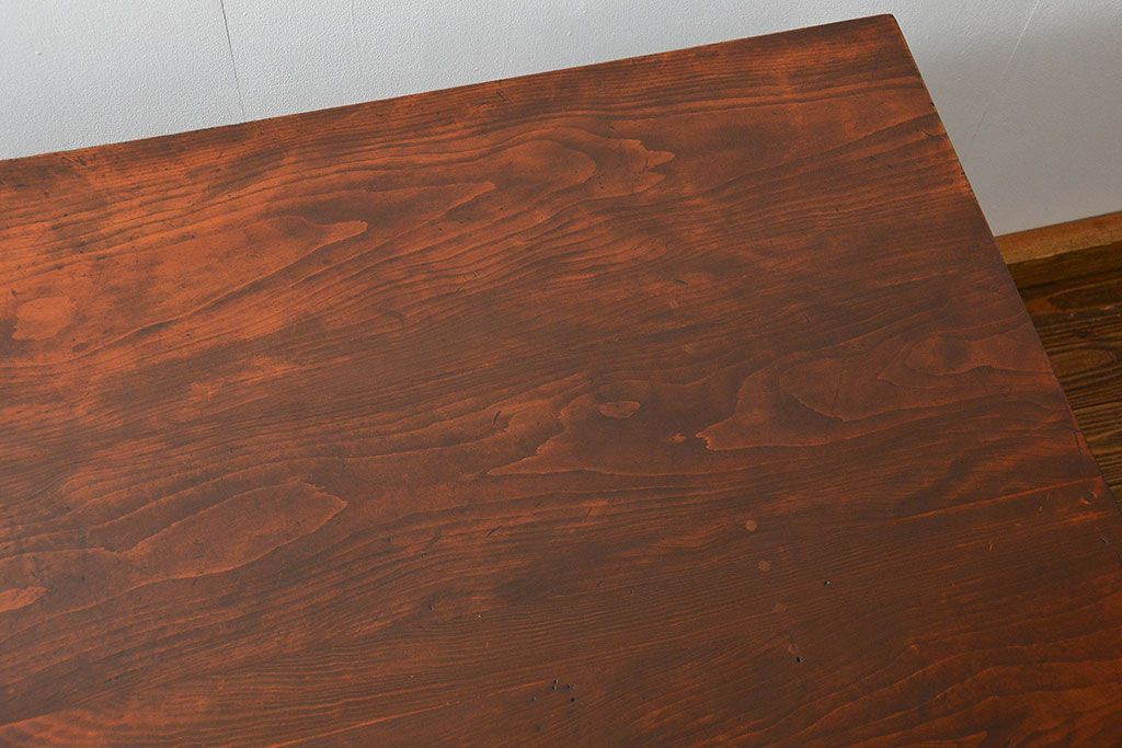 レトロ家具　アンティーク レトロなデザインの両袖机(テーブル、デスク、在宅ワーク、在宅用、作業台)