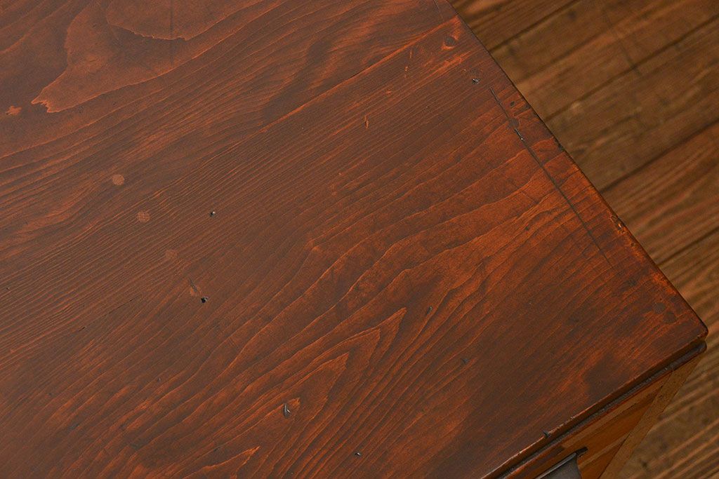 レトロ家具　アンティーク レトロなデザインの両袖机(テーブル、デスク、在宅ワーク、在宅用、作業台)