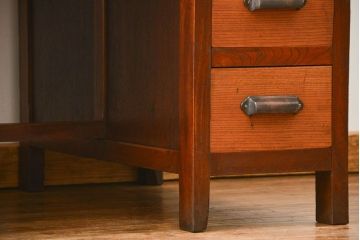 レトロ家具　アンティーク レトロなデザインの両袖机(テーブル、デスク、在宅ワーク、在宅用、作業台)