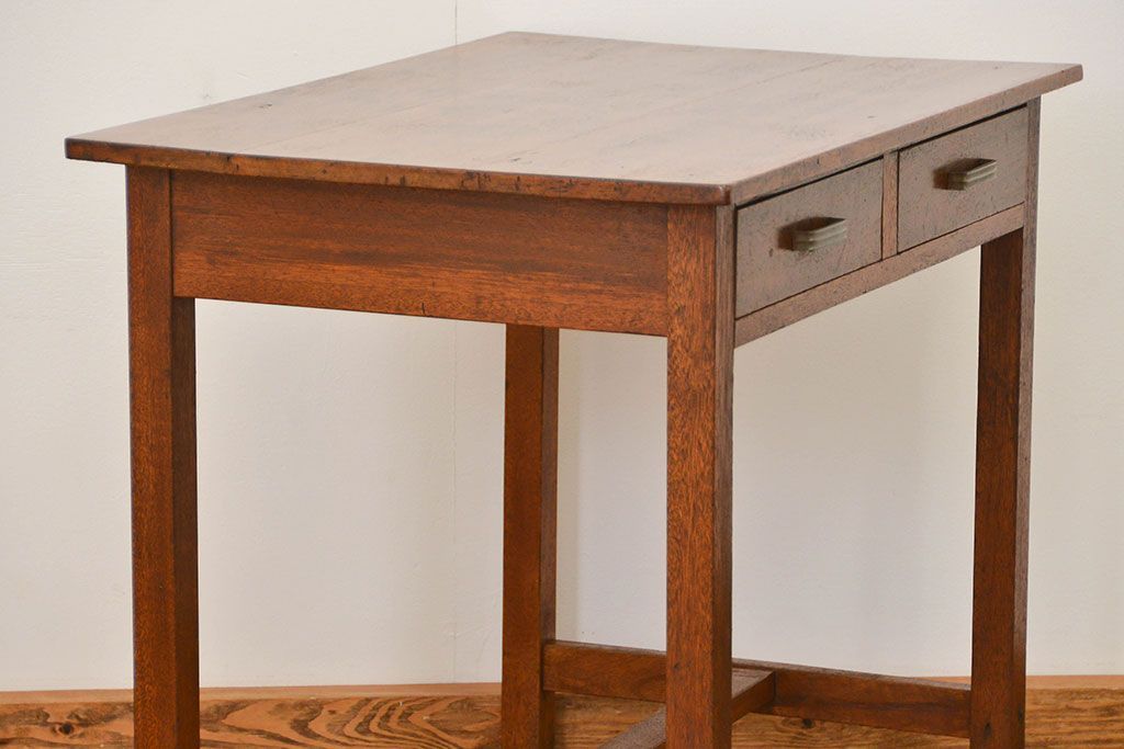 レトロ家具　昭和レトロ シンプルでレトロな平机(テーブル、デスク、在宅ワーク、在宅用)