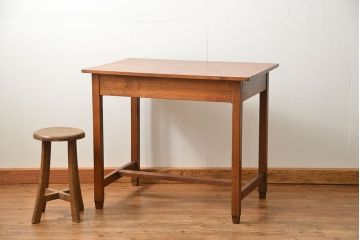 レトロ家具　昭和レトロ シンプルでレトロな平机(テーブル、デスク、在宅ワーク、在宅用)