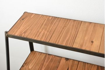 ラフジュオリジナル 素敵に飾れる!台形アイアンラック【小】(飾り棚・陳列棚)