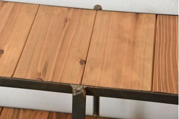 ラフジュオリジナル 素敵に飾れる!台形アイアンラック【小】(飾り棚・陳列棚)