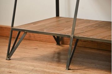 ラフジュオリジナル 素敵に飾れる!台形アイアンラック【小】(飾り棚・陳列棚)