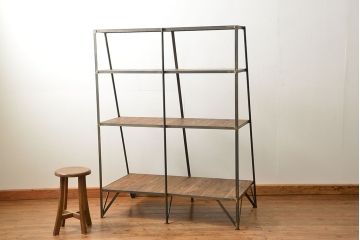 ラフジュオリジナル 素敵に飾れる!台形アイアンラック【小】(飾り棚・陳列棚)