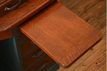 アンティーク家具　アンティークペイント 古いナラ材!上質なロールトップデスク(ライティングビューロー、机、在宅ワーク、在宅用)