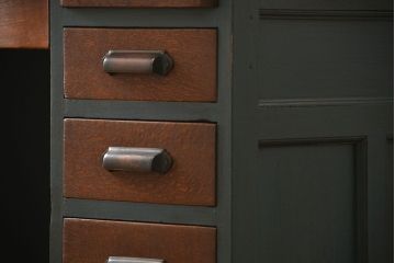 アンティーク家具　アンティークペイント 古いナラ材!上質なロールトップデスク(ライティングビューロー、机、在宅ワーク、在宅用)