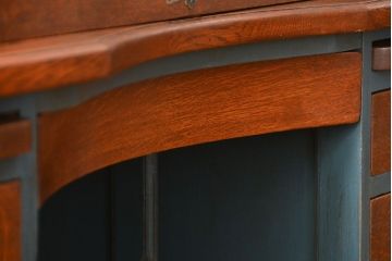 アンティーク家具　アンティークペイント 古いナラ材!上質なロールトップデスク(ライティングビューロー、机、在宅ワーク、在宅用)