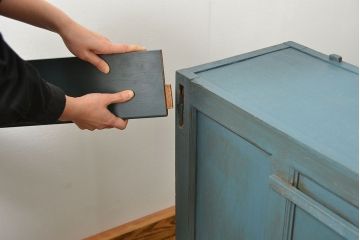 アンティーク家具　アンティークペイント 古いナラ材!上質なロールトップデスク(ライティングビューロー、机、在宅ワーク、在宅用)