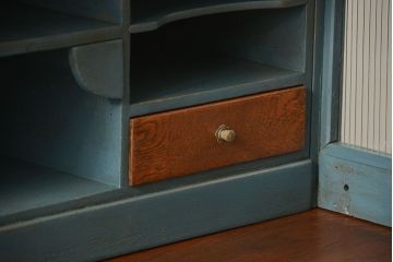 アンティーク家具　アンティークペイント 古いナラ材!上質なロールトップデスク(ライティングビューロー、机、在宅ワーク、在宅用)