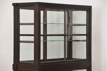 アンティーク家具　アンティーク 希少なデザインの2段重ね5面ガラスケース(ショーケース、収納棚、陳列棚)