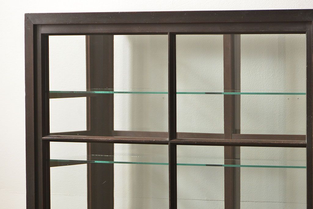 アンティーク家具　アンティーク 希少なデザインの2段重ね5面ガラスケース(ショーケース、収納棚、陳列棚)