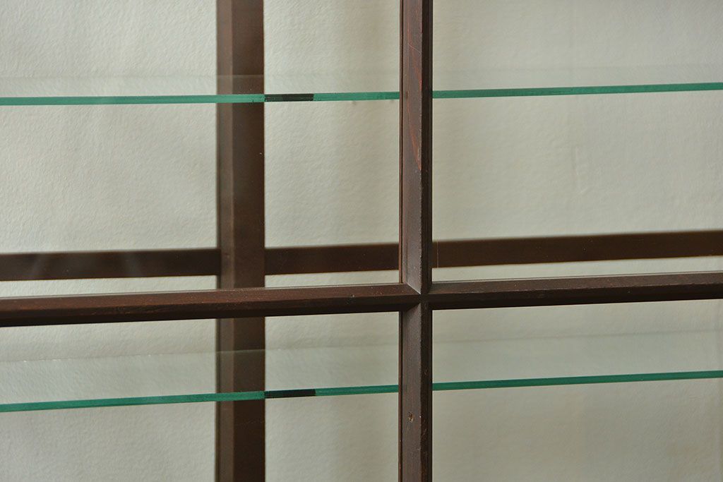 アンティーク家具　アンティーク 希少なデザインの2段重ね5面ガラスケース(ショーケース、収納棚、陳列棚)