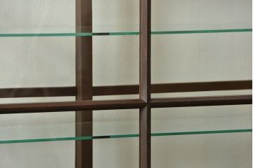 アンティーク家具　アンティーク 希少なデザインの2段重ね5面ガラスケース(ショーケース、収納棚、陳列棚)