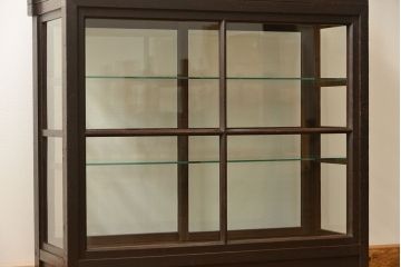 アンティーク家具　アンティーク 希少なデザインの2段重ね5面ガラスケース(ショーケース、収納棚、陳列棚)