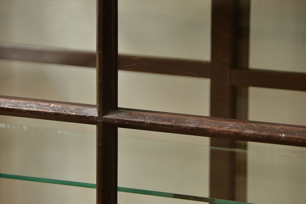 アンティーク家具　アンティーク 希少なデザインの2段重ね5面ガラスケース(ショーケース、収納棚、陳列棚)