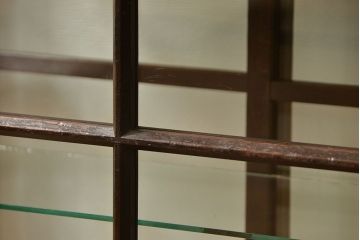 アンティーク家具　アンティーク 希少なデザインの2段重ね5面ガラスケース(ショーケース、収納棚、陳列棚)