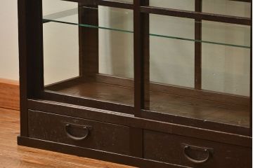 アンティーク家具　アンティーク 希少なデザインの2段重ね5面ガラスケース(ショーケース、収納棚、陳列棚)