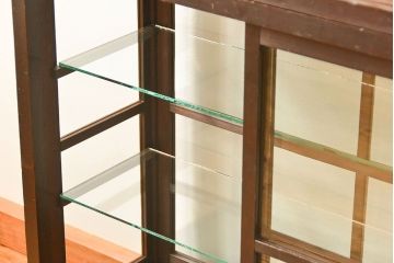 アンティーク家具　アンティーク 希少なデザインの2段重ね5面ガラスケース(ショーケース、収納棚、陳列棚)