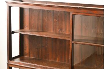 アンティーク家具　アンティーク 味わい深い二段重ね三面ガラスケース(ショーケース、収納棚、飾り棚、陳列棚)