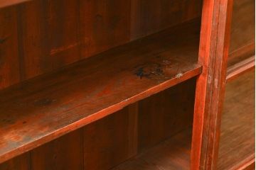 アンティーク家具　アンティーク 味わい深い二段重ね三面ガラスケース(ショーケース、収納棚、飾り棚、陳列棚)