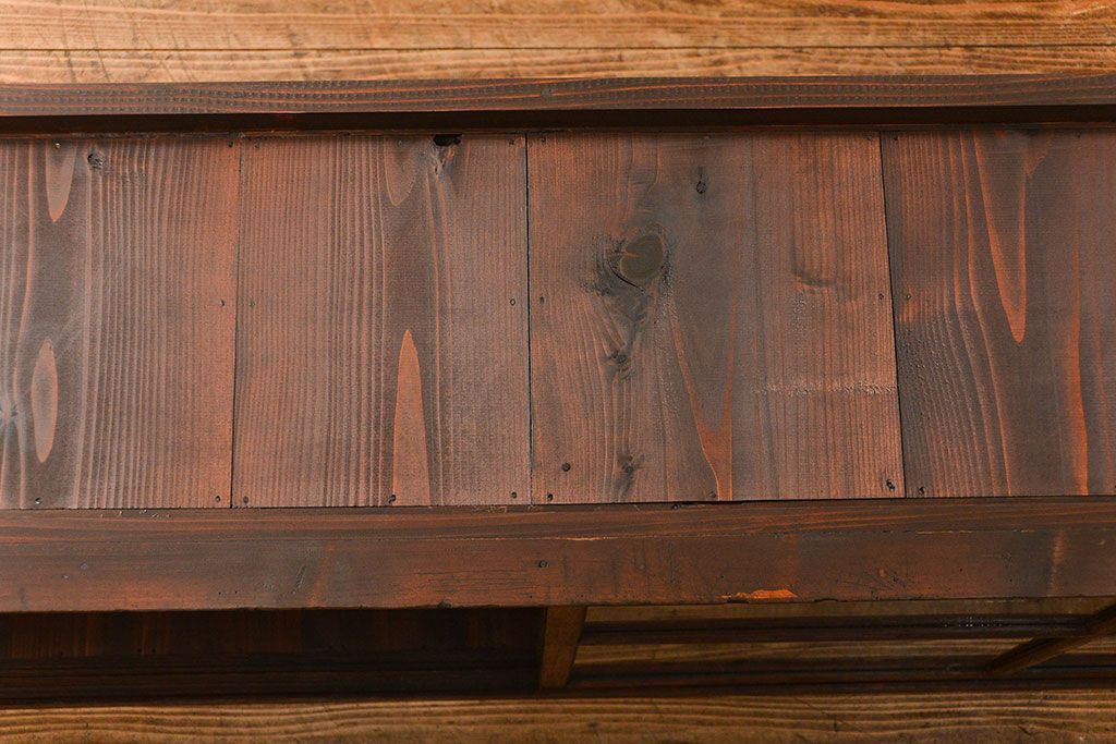 アンティーク家具　アンティーク 味わい深い二段重ね三面ガラスケース(ショーケース、収納棚、飾り棚、陳列棚)