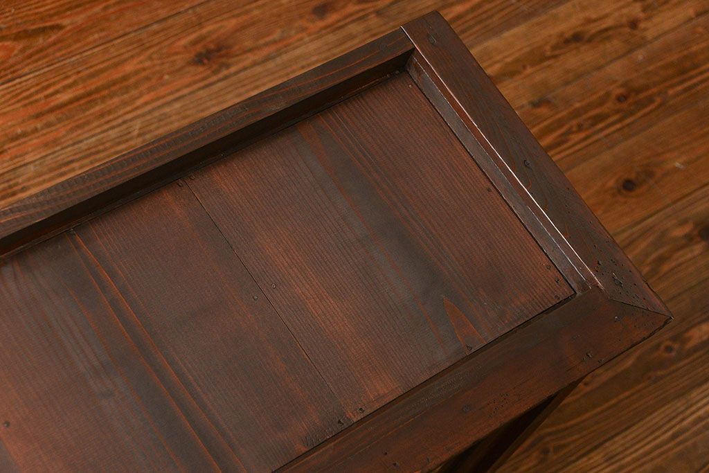 アンティーク家具　アンティーク 味わい深い二段重ね三面ガラスケース(ショーケース、収納棚、飾り棚、陳列棚)