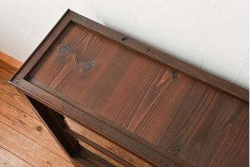 アンティーク家具　アンティーク 味わい深い二段重ね三面ガラスケース(ショーケース、収納棚、飾り棚、陳列棚)