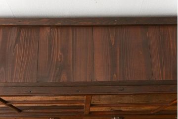 アンティーク家具　アンティーク 味わい深い二段重ね三面ガラスケース(ショーケース、収納棚、飾り棚、陳列棚)