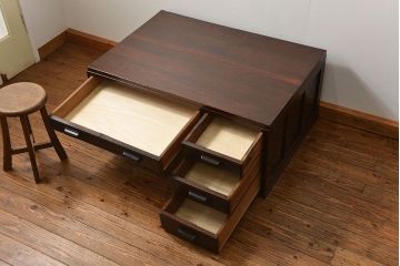 アンティーク家具　アンティーク 古いナラ材の上質で大振りな片袖机(デスク、在宅ワーク、在宅用作業台、テーブル)