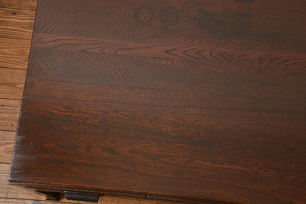 アンティーク家具　アンティーク 古いナラ材の上質で大振りな片袖机(デスク、在宅ワーク、在宅用作業台、テーブル)