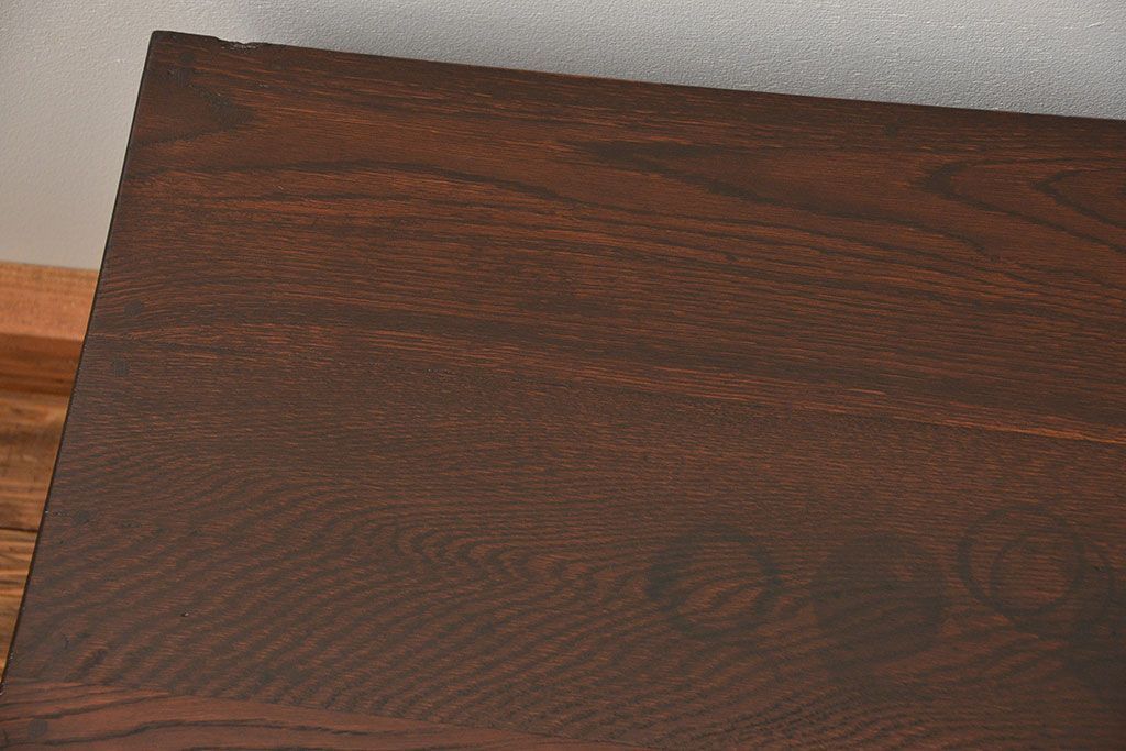 アンティーク家具　アンティーク 古いナラ材の上質で大振りな片袖机(デスク、在宅ワーク、在宅用作業台、テーブル)