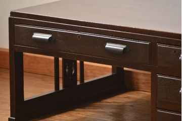 アンティーク家具　アンティーク 古いナラ材の上質で大振りな片袖机(デスク、在宅ワーク、在宅用作業台、テーブル)