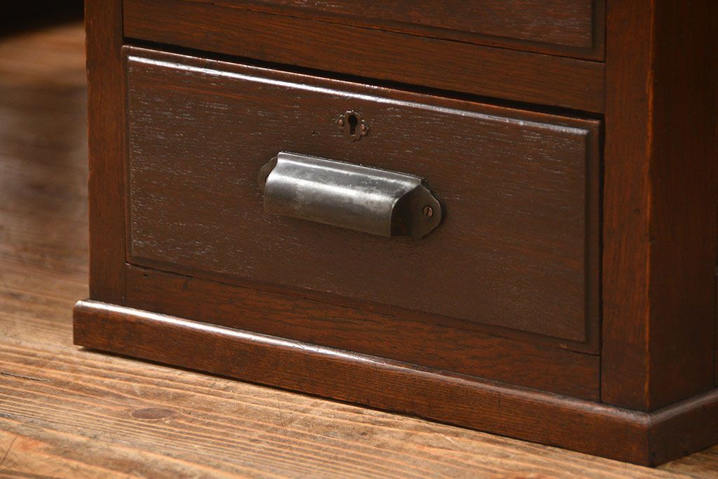 アンティーク家具　アンティーク 古いナラ材の上質で大振りな片袖机(デスク、在宅ワーク、在宅用作業台、テーブル)