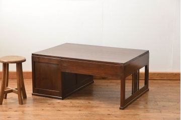 アンティーク家具　アンティーク 古いナラ材の上質で大振りな片袖机(デスク、在宅ワーク、在宅用作業台、テーブル)