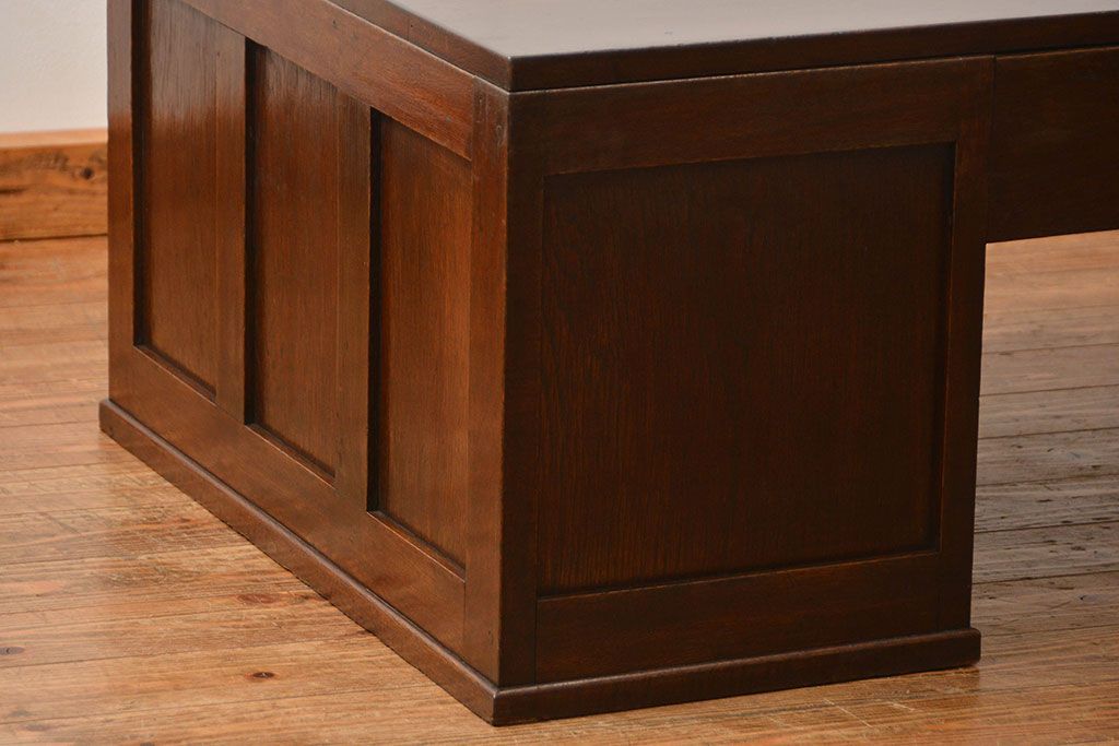 アンティーク家具　アンティーク 古いナラ材の上質で大振りな片袖机(デスク、在宅ワーク、在宅用作業台、テーブル)