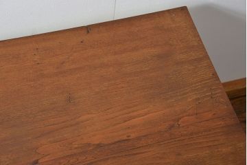 アンティーク家具　アンティークペイント　モールガラスの小窓付き両袖机(テーブル、デスク、在宅ワーク、在宅用、作業台)