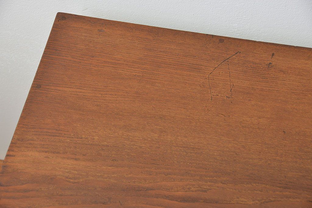 アンティーク家具　アンティークペイント　モールガラスの小窓付き両袖机(テーブル、デスク、在宅ワーク、在宅用、作業台)