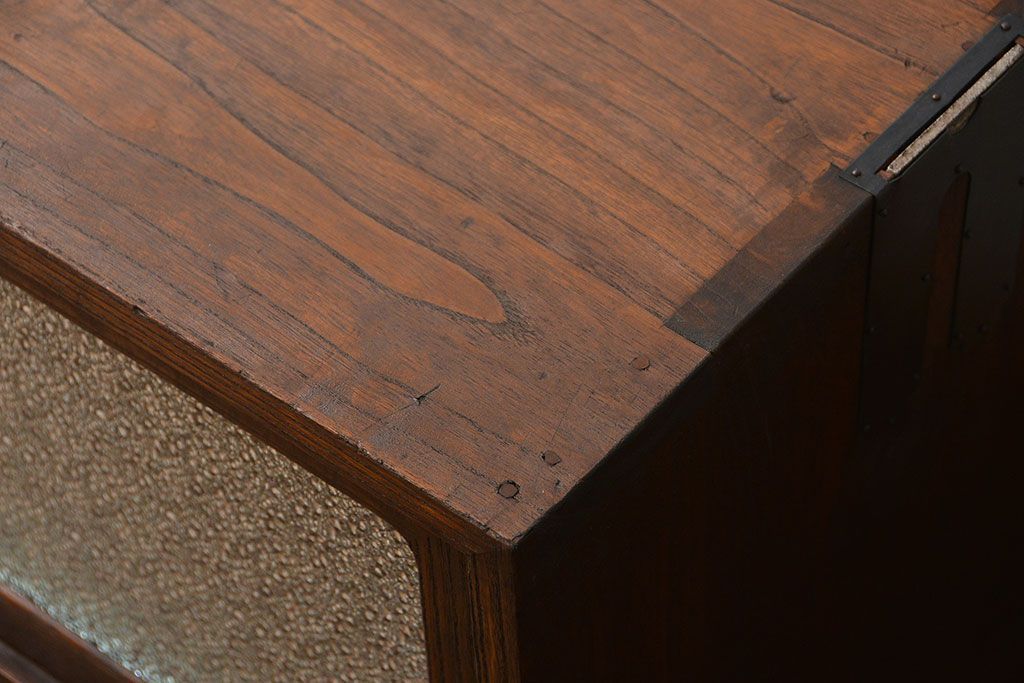 レトロ家具　昭和レトロ ダイヤガラス入りローボード(ローチェスト、TVボード、テレビ台)