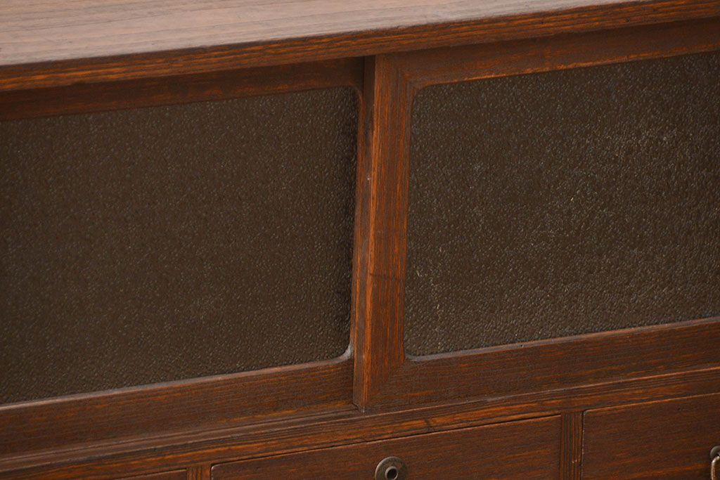 レトロ家具　昭和レトロ ダイヤガラス入りローボード(ローチェスト、TVボード、テレビ台)