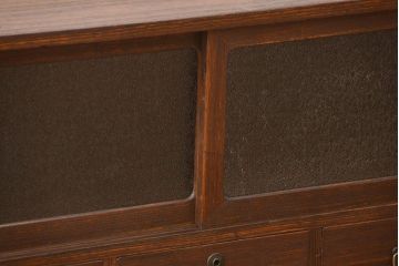 レトロ家具　昭和レトロ ダイヤガラス入りローボード(ローチェスト、TVボード、テレビ台)