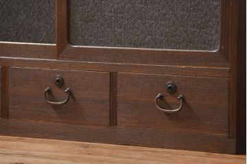 レトロ家具　昭和レトロ ダイヤガラス入りローボード(ローチェスト、TVボード、テレビ台)