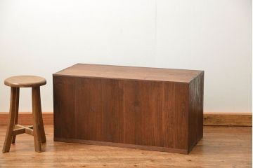 レトロ家具　昭和レトロ ダイヤガラス入りローボード(ローチェスト、TVボード、テレビ台)